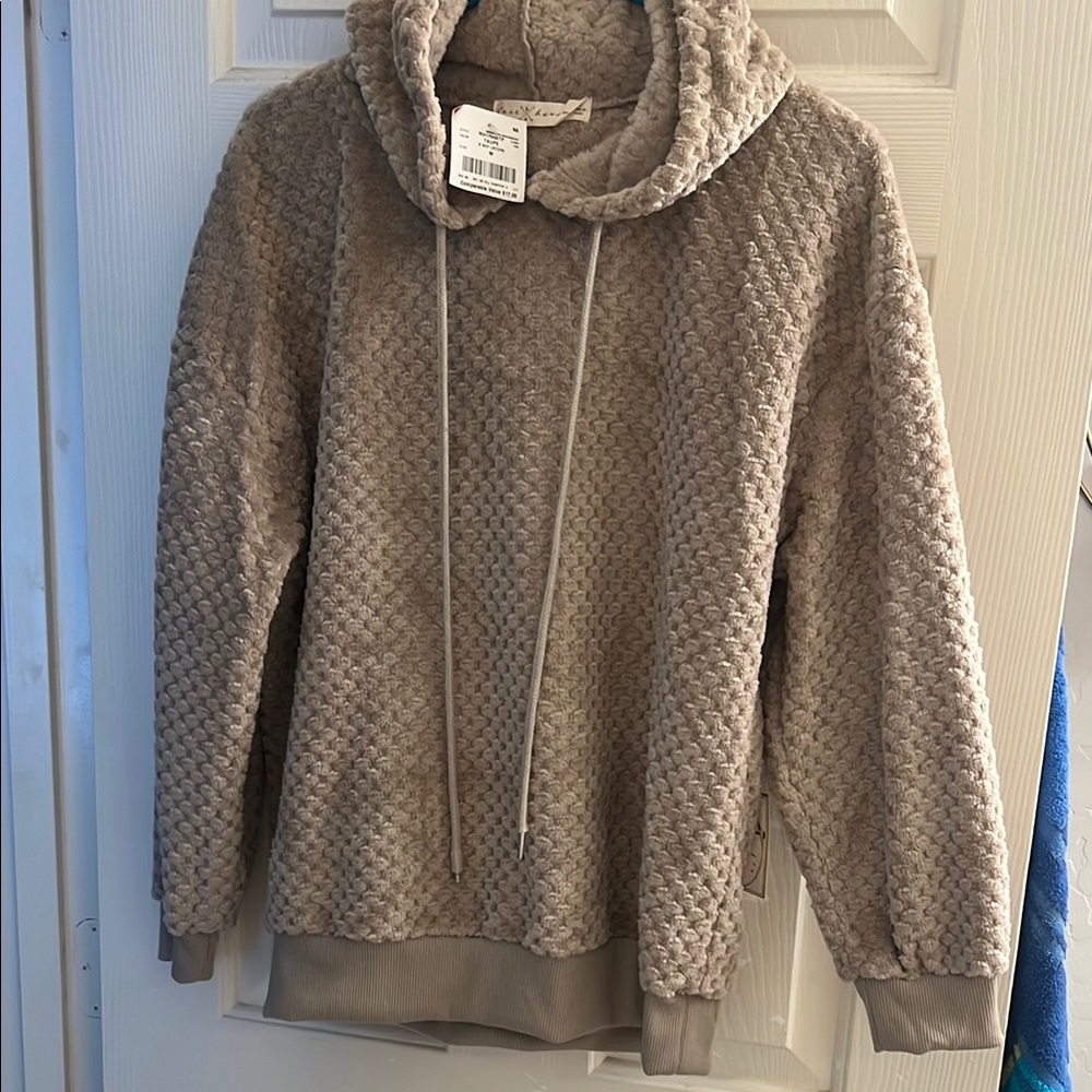 Cozy Textured Fair Haven Hoodie in Tan